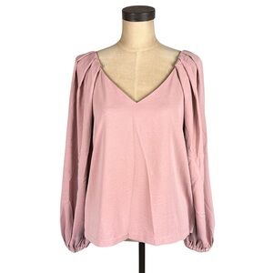 Bohme blush pink Poly spandex blend‎ women’s shoulder pleated blouse SZ M